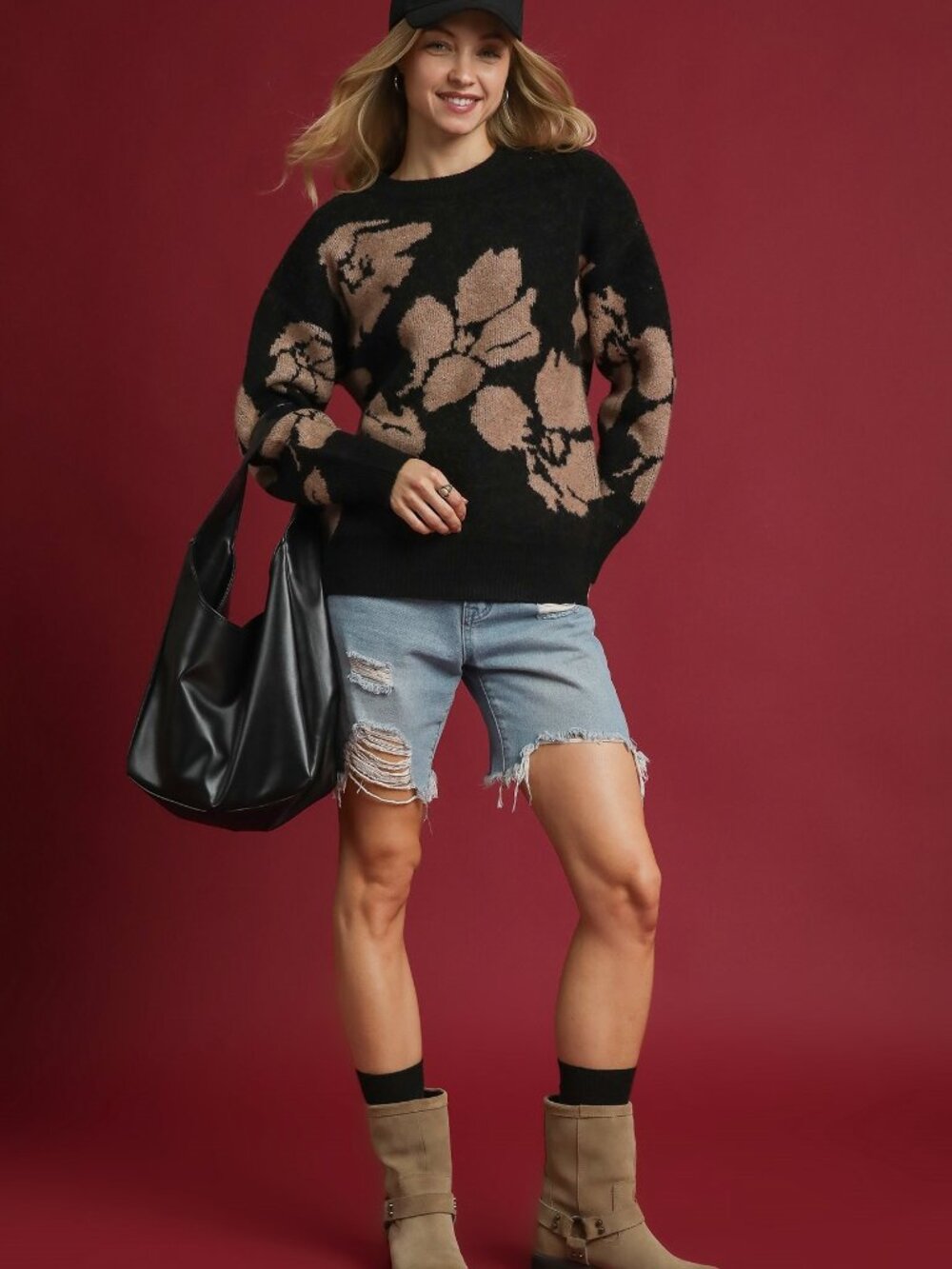 Umgee Sweater with Flowers